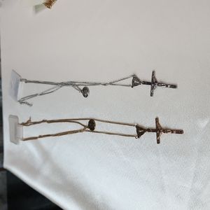 Religion's cross necklace set of 2 1 silver shade 1 gold shade 2 layer